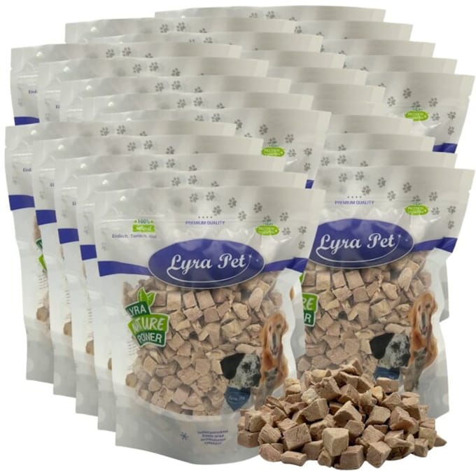 5 kg (25 x 200 g) Lyra Pet® gevriesdroogde eendenborstblokjes