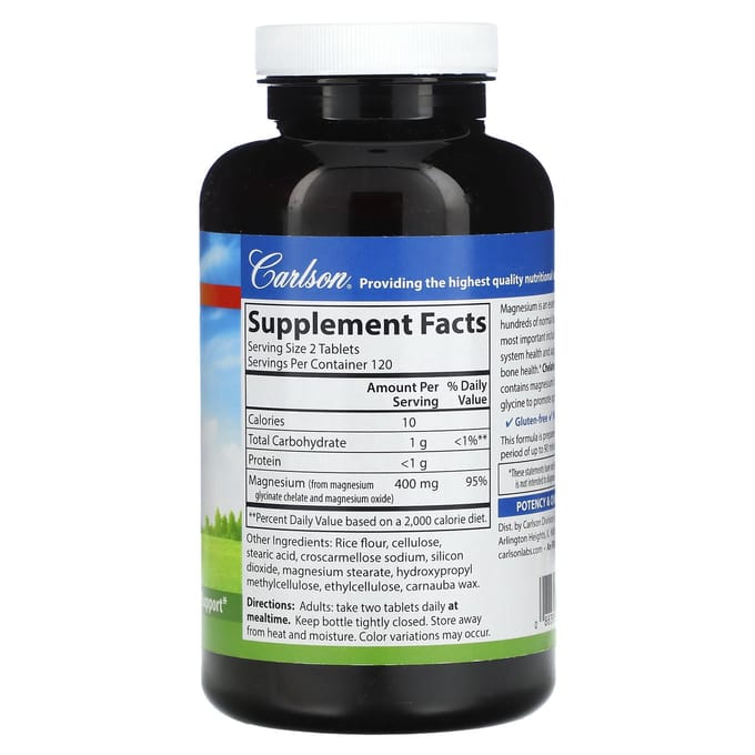 Gekeleerd Magnesiumglycinaat, 240 Tabletten (200 mg per tablet)