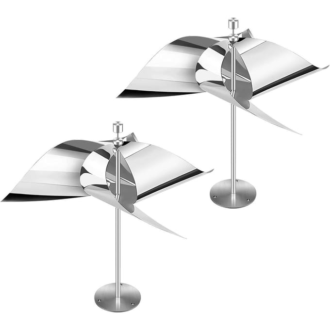 2 PIÈCES Dispositif Répulsif Réfléchissant à Vent Acier Inoxydable Multifonctionnel Répulsif Réfléchissant Rotatif pour Oiseaux pour Extérieur white