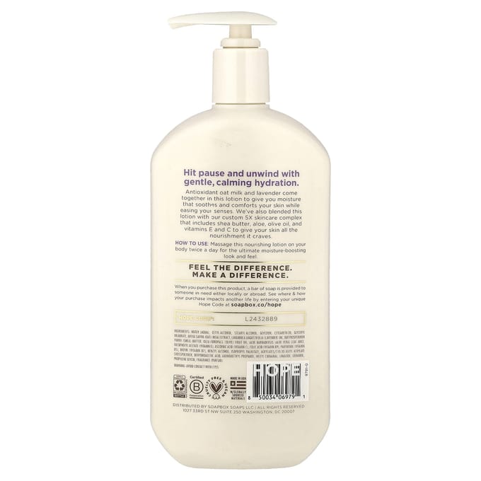 Zeepkist, Ultra Hydraterende Bodylotion, Havermelk + Lavendel, 473 ml (16 fl oz) white