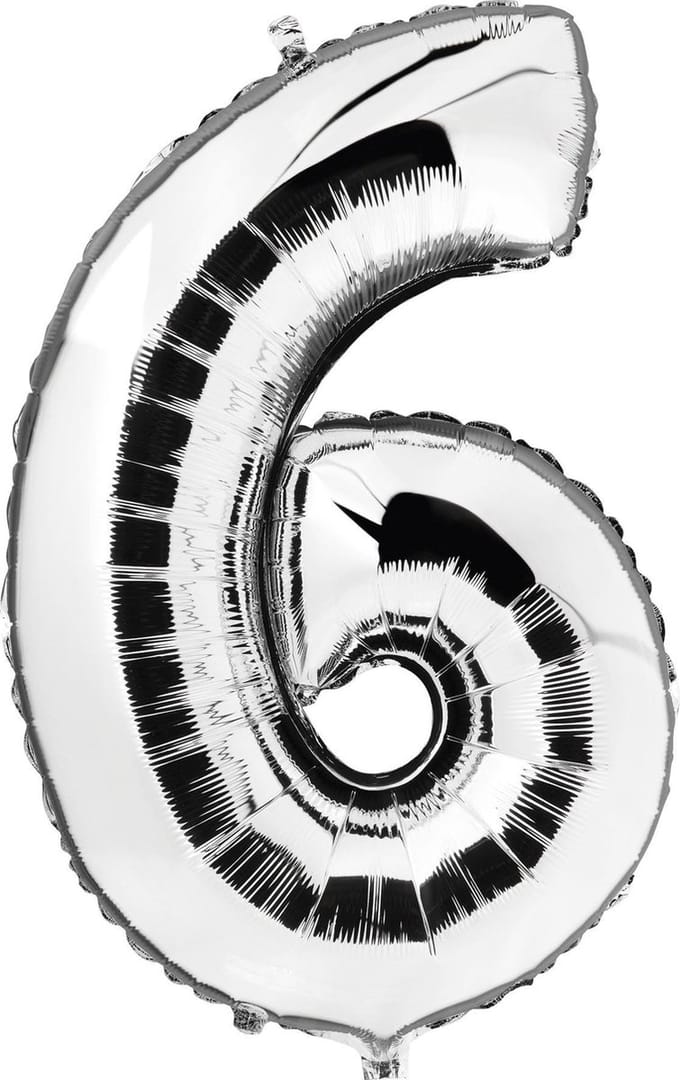 Haza Original Folieballon Cijfer "6" 92 Cm Zilver