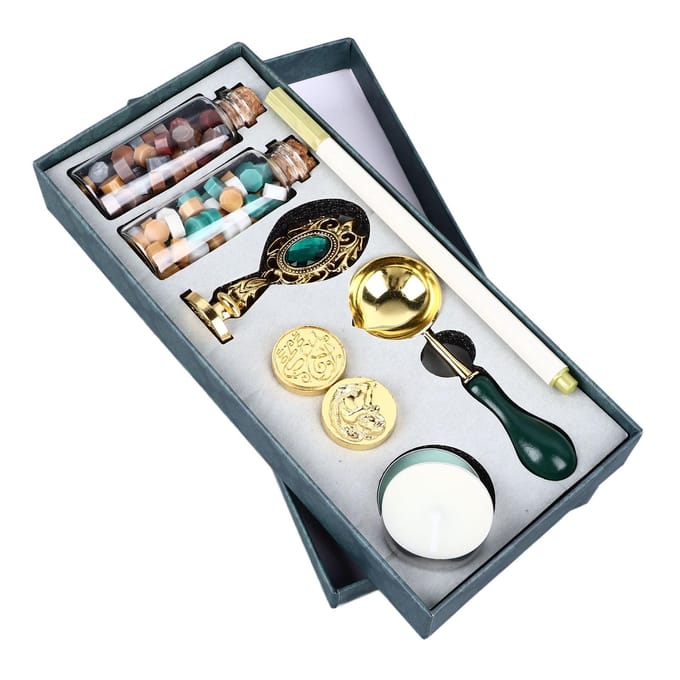 Waszegel Stempel Retro Stijl Afneembare Handgreep Gesneden Patroon Eenvoudige Bediening Waszegel Stempel Kit met gray