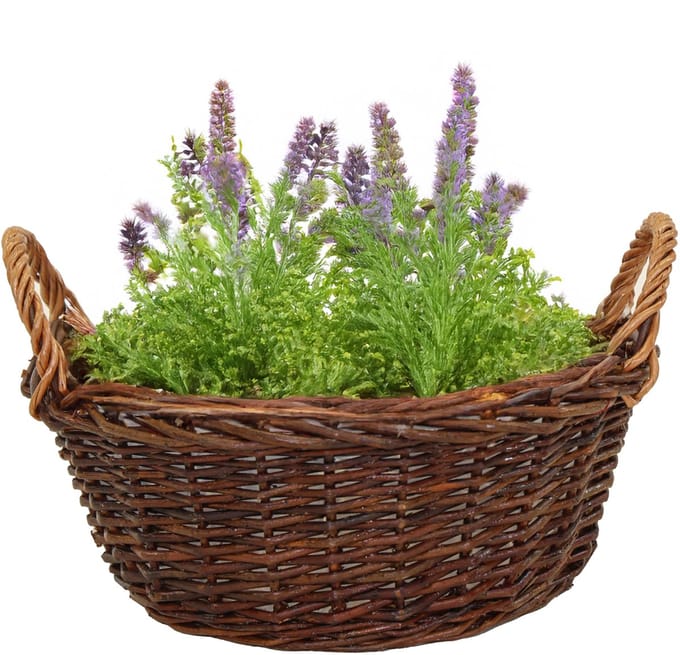 Mega Collections plantenmand Santa Fe - met handgreep - rotan - D35 x H15 cm