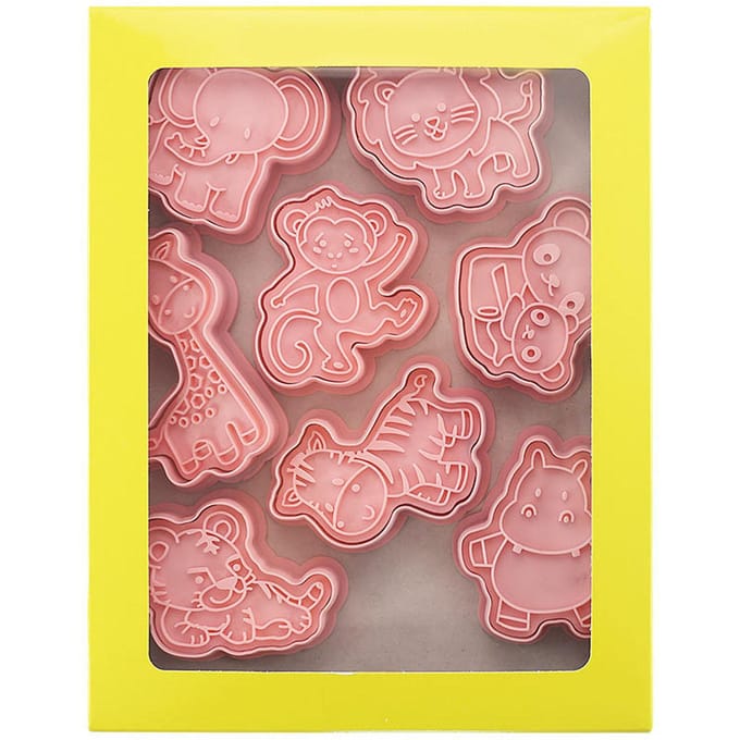 8 Stuks Koekjesvorm Dierenvorm Voedselkwaliteit Plastic Koekjes Bakvorm Snijder voor Koekjes Fondant yellow