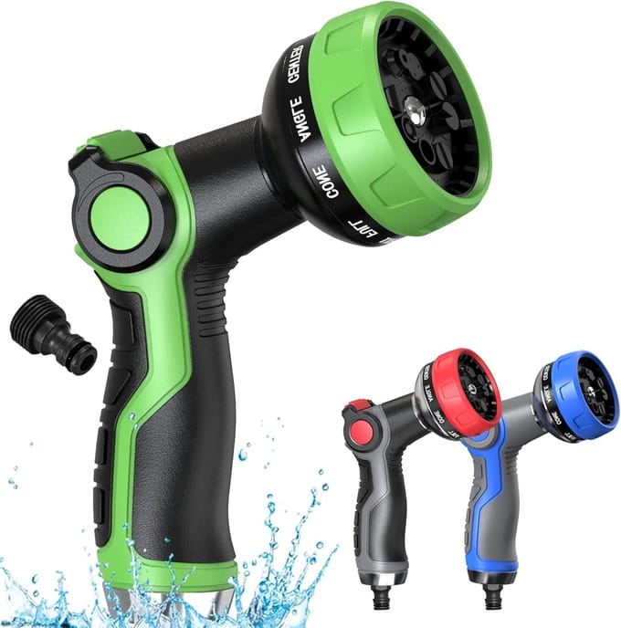 Slang Spuitpistool - Tuinspuit - Buiten Reinigen - 10 Sproei Modellen - 19 cm - Zwart