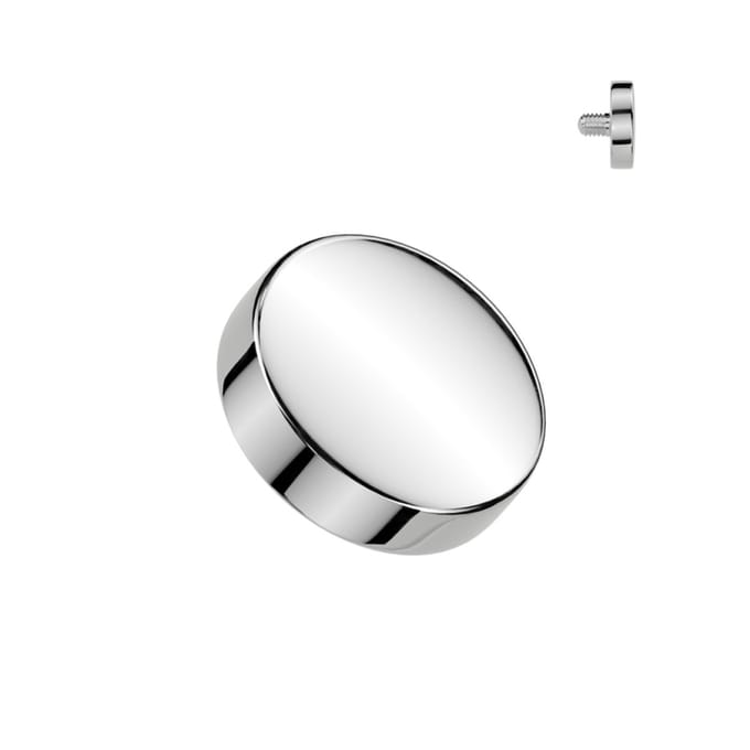 Dermal top 4 mm rond egaal zilver 1.6mm - LMPiercings