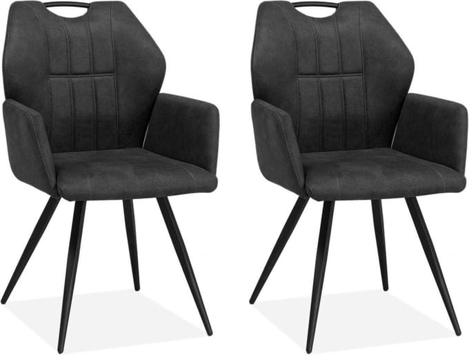 Eetkamerstoel Puck - Antraciet (set van 2 stoelen)