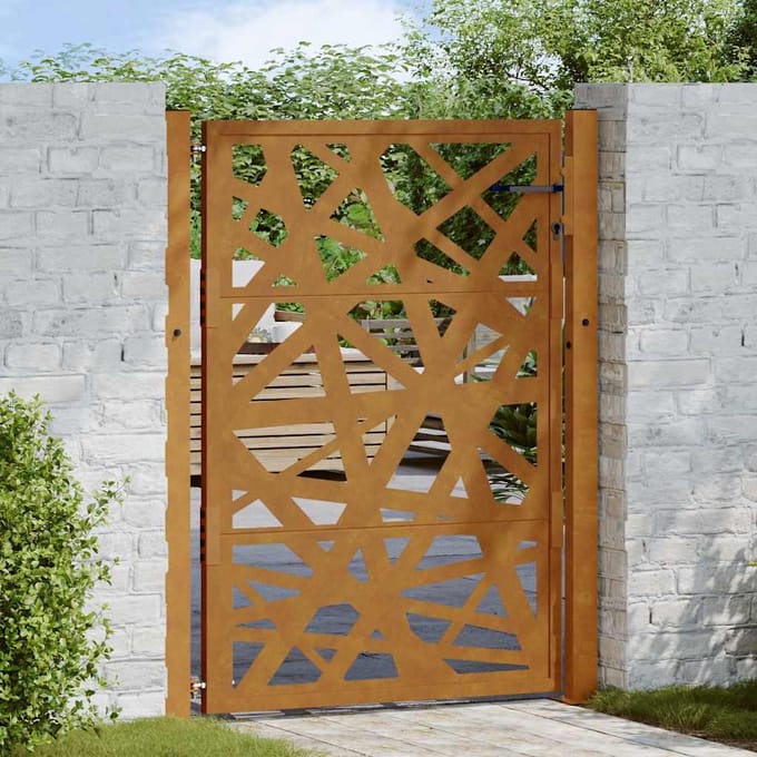 vidaXL - Poort - met - lichtontwerp - 100x125 - cm - weervast - staal