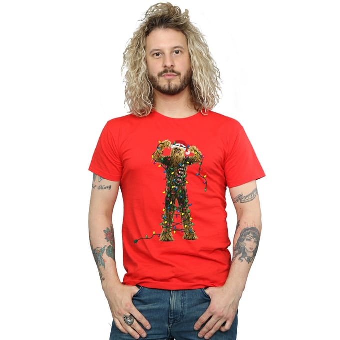 Star Wars Heren Chewbacca Kerstverlichting T-Shirt (Rood)