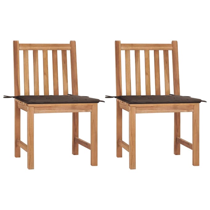 vidaXL - Tuinstoelen - 2 - st - met - kussens - massief - teakhout