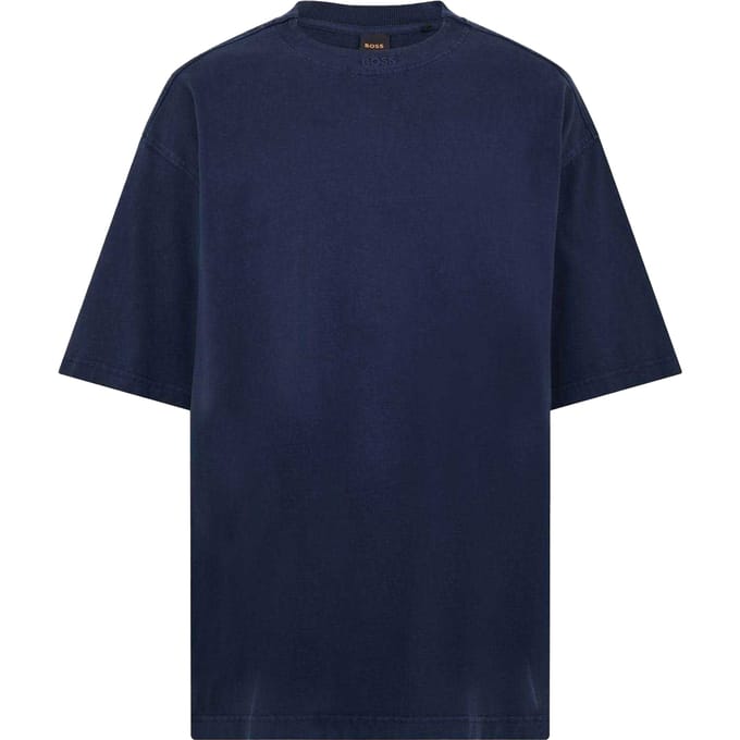 Boss Heren T-shirt met tie-dye-print, normale pasvorm (Donkerblauw)