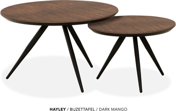 Maxfurn - Set van 2 ronde salontafels met verjongde rand | kleur: Dark mango