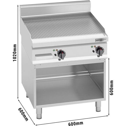 GGM Gastro Elektro Bratplatte - 8 kW - Gerillt - inkl. Untergestell