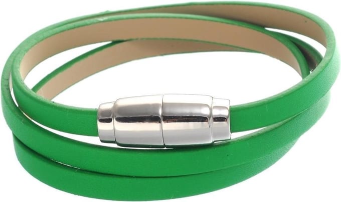 Behave - Groene armband imitatieleer - Zilverkleur sluiting - Trendy basic