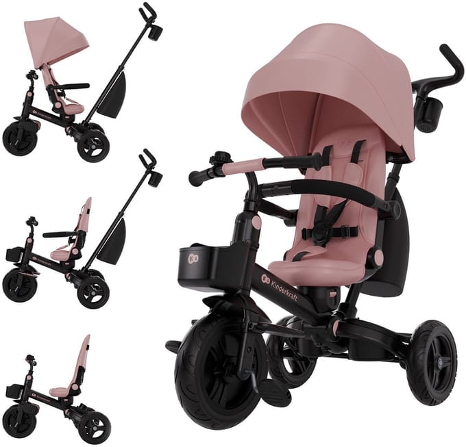 Kinderkraft AVEO 2 PLUS Driewieler 6-in-1 – Verstelbare Duwstang - Roze