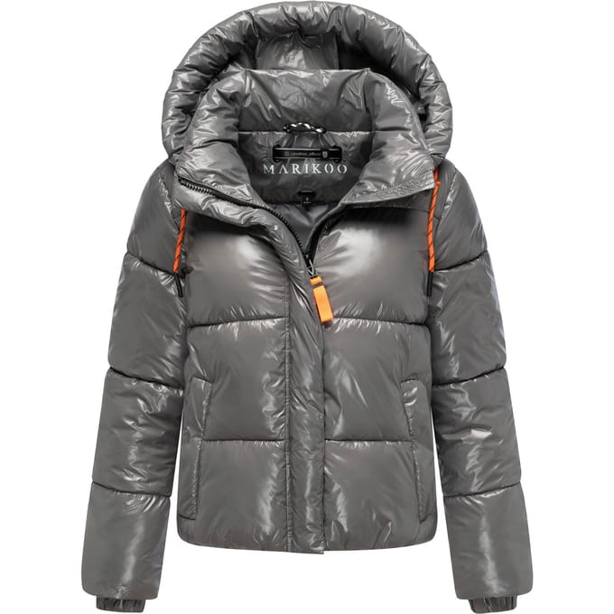 Marikoo dames gewatteerde winterjas Skyraa met capuchon & glanzend design