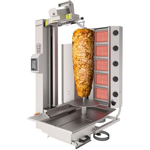 GGM Gastro Gas Dönerroboter mit Schneidsystem - 5 Brenner - max. 120 kg Zilver