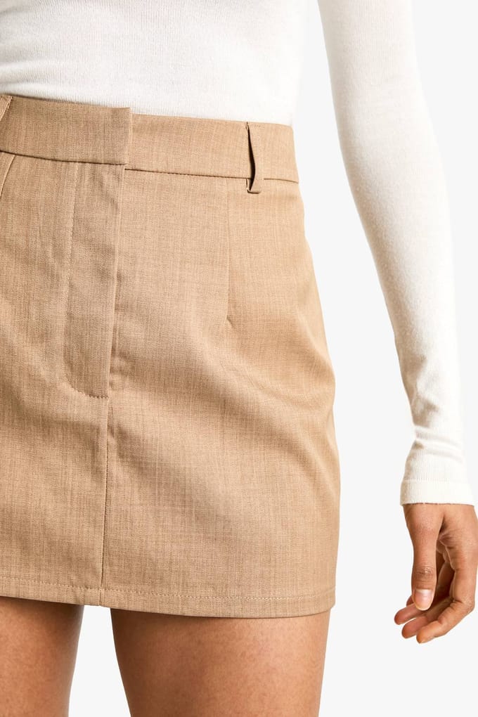 boohoo Dames Op maat gemaakte mini-rok | Camel | Maat: 36