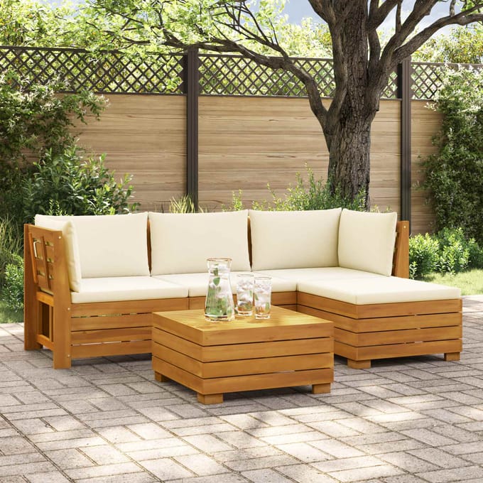 vidaXL - 5 - st - Buiten - bank - set - Massief - Acacia - Hout - Bruin
