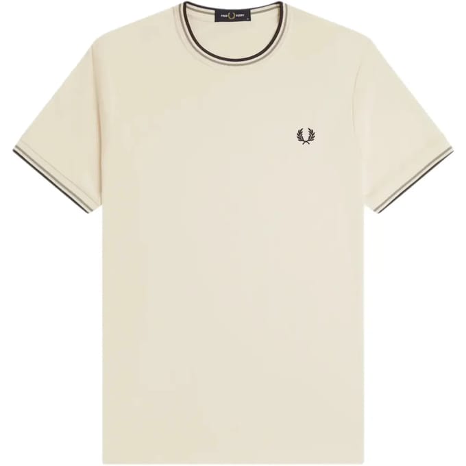 T-shirt met dubbel contrasterend biesje Fred Perry