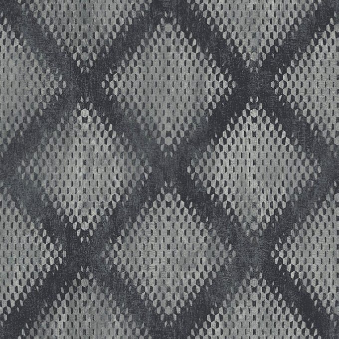 Hexagone ruit zwart/zilver modern (vliesbehang, zilver)