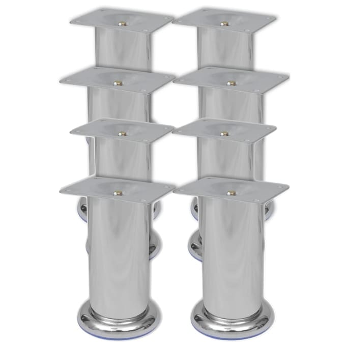 vidaXL - Bankpoten - rond - 8 - st - 120 - mm - chroomkleurig