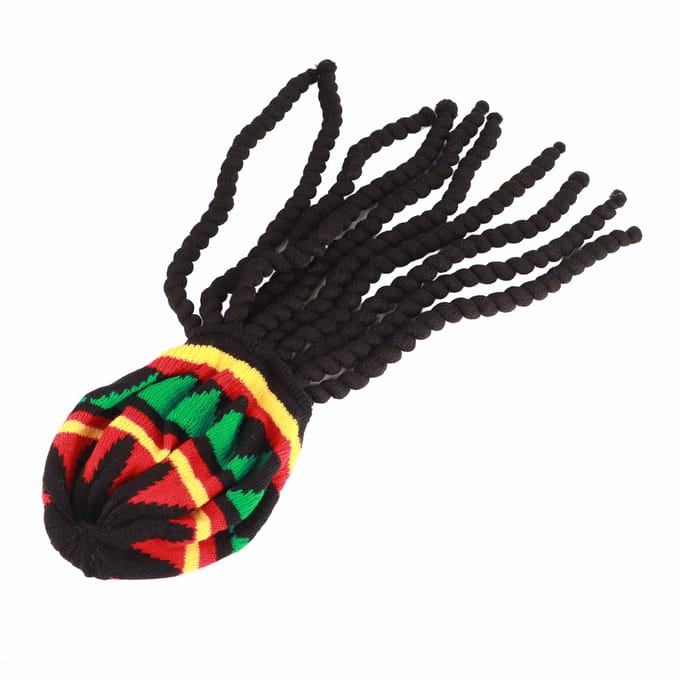 Dreadlocks Pruik Muts Ademende Gebreide Baret Muts met Lange Zwarte Dreadlocks Pruik voor Zomer Winter black