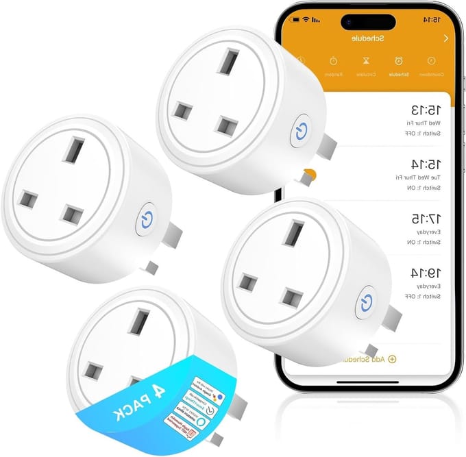 Slimme WiFi Stopcontacten met Timer - 4 Pack, Compatibel met Google Assistant en Thuisautomatisering, Bedien Op Afstand