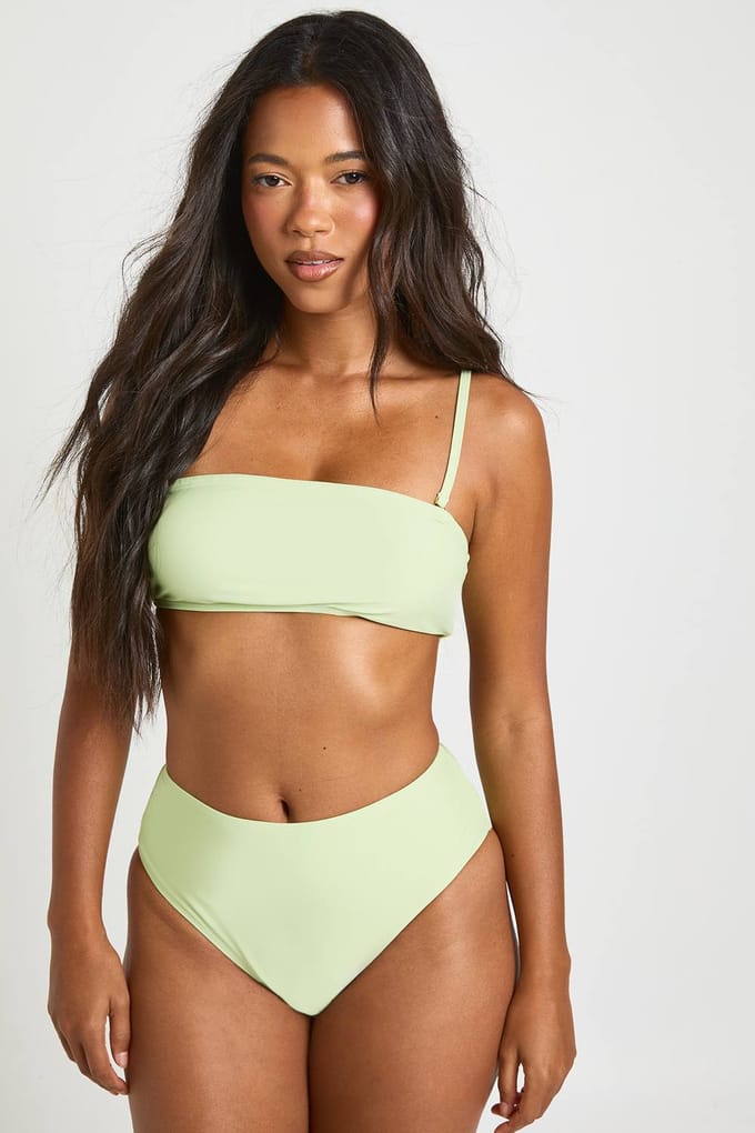 boohoo Dames Essentials Bandeau Bikinitop Met Afneembare Bandjes | Pistache | Maat: 36
