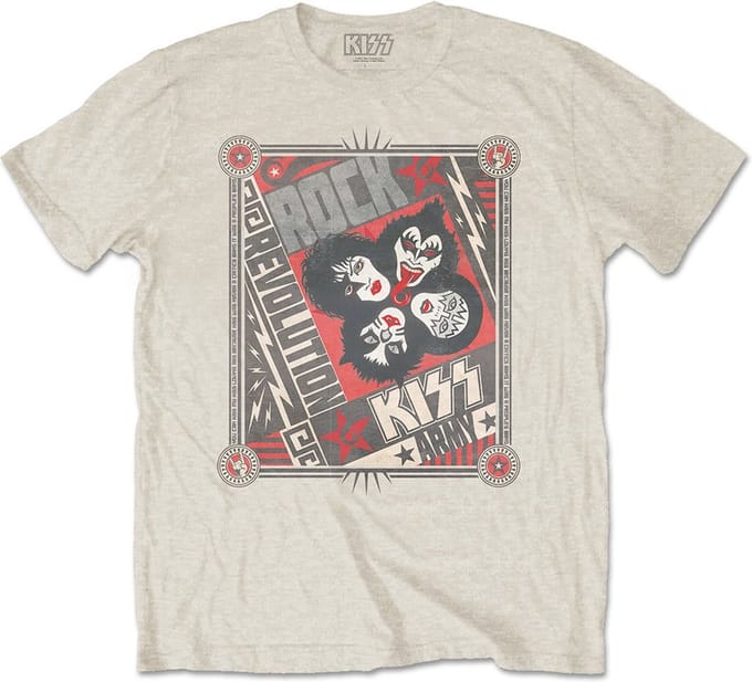 Kiss - Rock Revolution Heren Tshirt - S - Creme