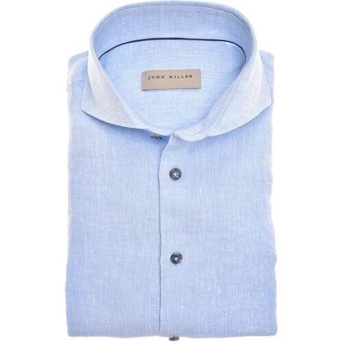 John Miller Overhemd Luxury Linen Licht Blauw / male