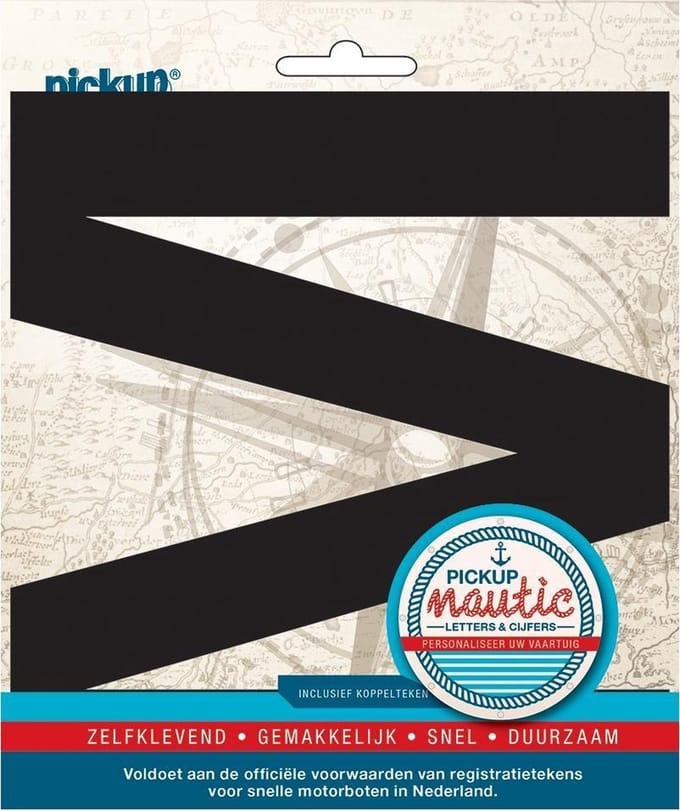 Pickup Nautic plakletter 150mm zwart M - zwart M
