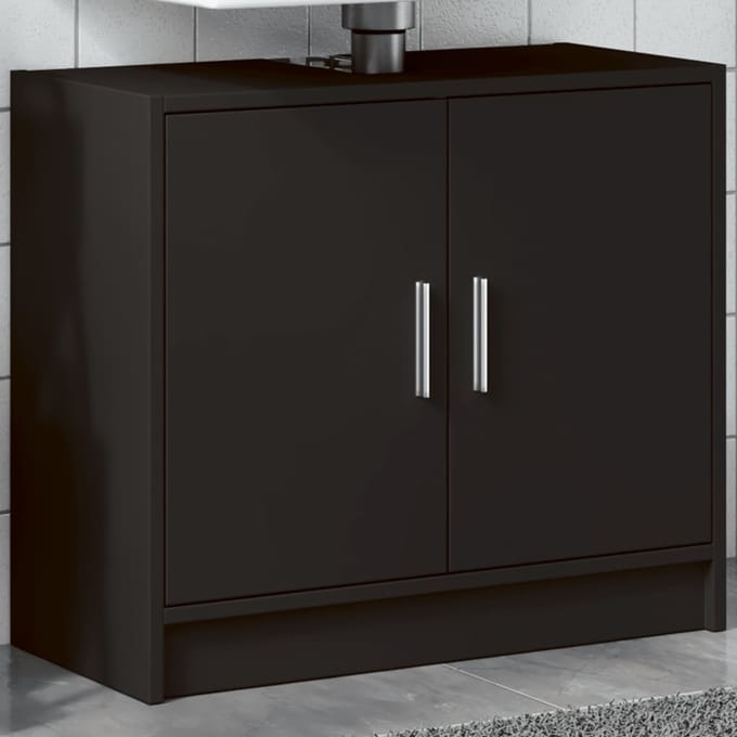vidaXL - Wastafelkast - 63x29x55 - cm - bewerkt - hout - zwart