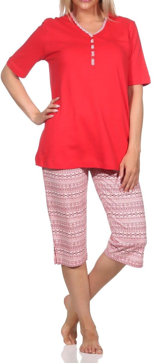 Normann dames capri pyjama met korte mouwen in Ethnolook - Ook in oversizes