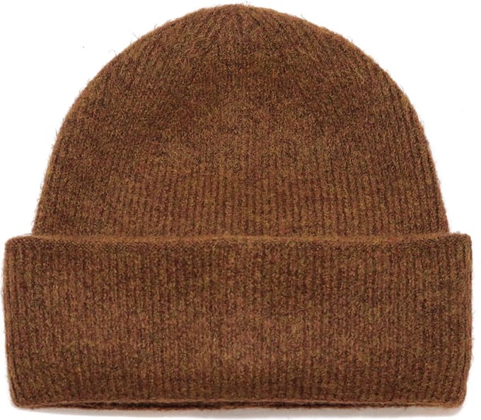 Bruin melange - herenmuts - beanie heren - muts met omgeslagen rand - acryl - bruin - one size - STUDIO Ivana
