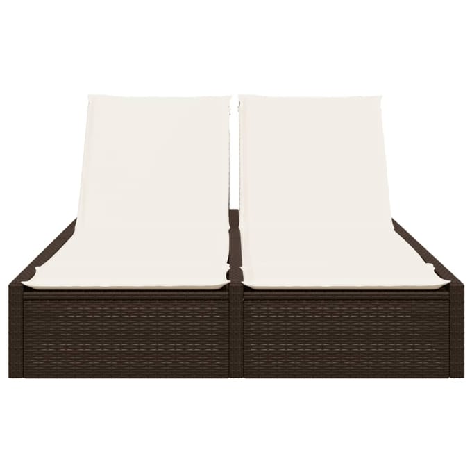 vidaXL - Ligbed - 2-persoons - met - kussens - poly - rattan - bruin