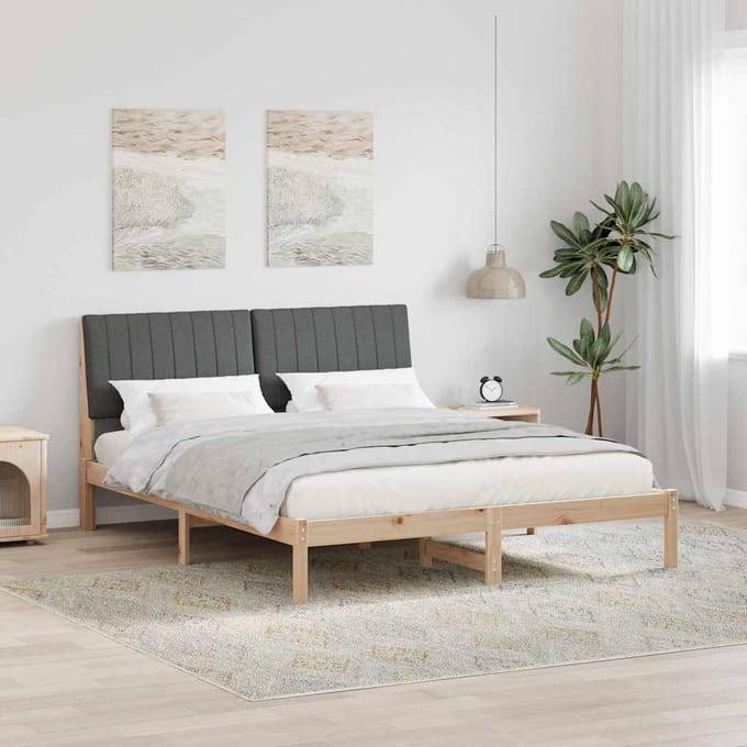 vidaXL - Bedframe - met - hoofdeinde - Bruin - 160 - x - 200 - cm - Massief - grenenhout