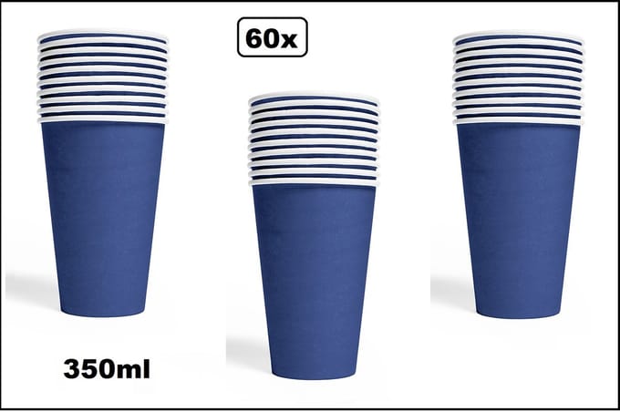 60x Mega beker blauw karton 350ml - Drinken drank limonade