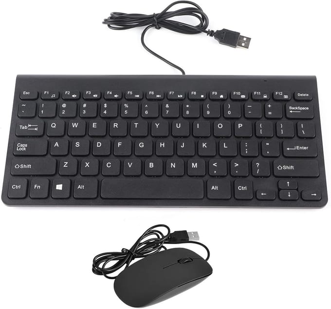 Compact USB Toetsenbord en Muis Set - Dunne Bedrade Mini Combo voor PC en Laptop