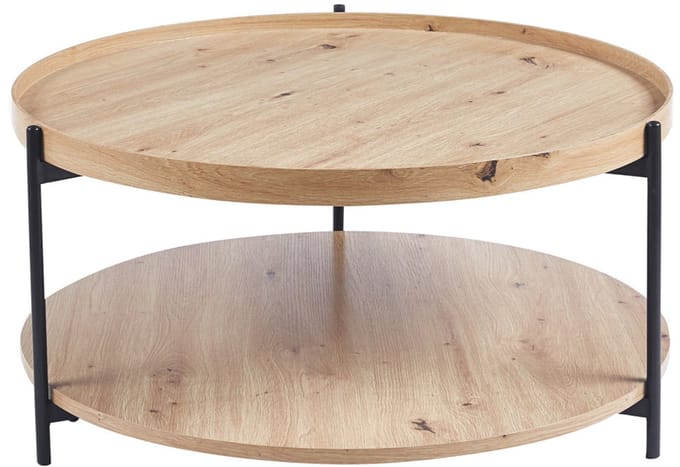 Salontafel Aukje Eiken - MDF - Rond - 80x80 - Hoogte 40 cm