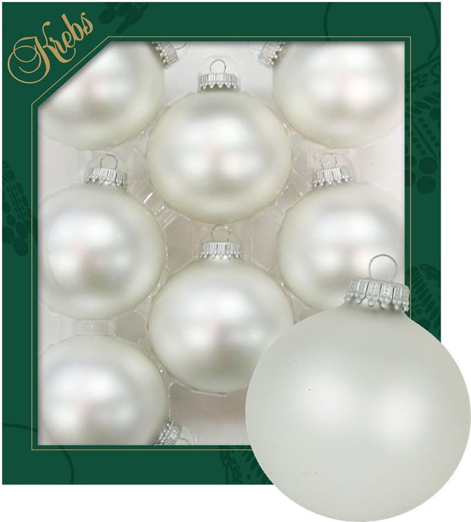 Krebs kerstballen - 8x stuks - parel grijs - glas - 7 cm - mat
