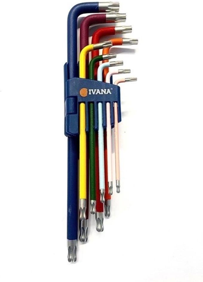 Ivana haakse sleutelset torx - TX-10 t/m TX-50 - Kogelkop - 9-delig