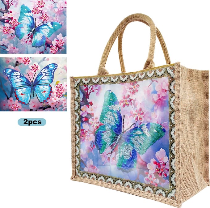 Tas met 2 paintings - HBD304 - Vlinder - diamond painting - compleet pakket - Diamond painting by Wietske