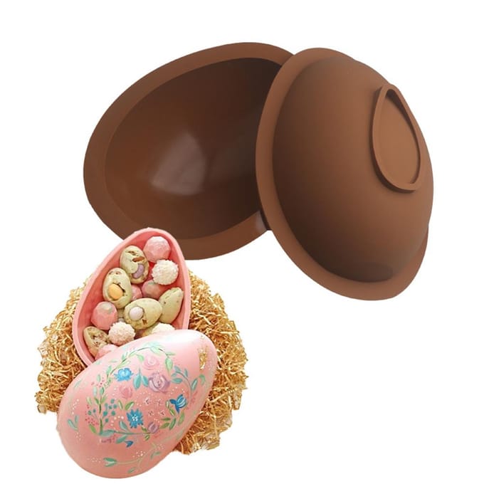 Moule à Chocolat Œuf de Pâques 3D en Silicone Moules à Mousse Surprise de Pâques DIY Outil de Cuisson pour Chaud black