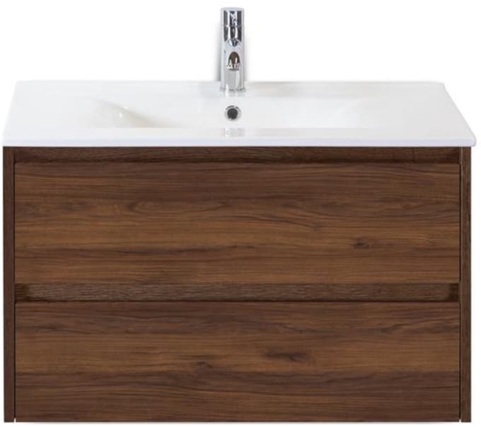 Dante Badmeubelset 80 cm - Walnoot - Keramische Wastafel Wit Enjoy