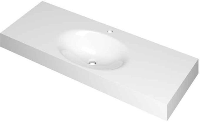 INK Smooth Wastafel Polystone Midden met 1 Kraangat - 1200x450x90 mm - Glans Wit