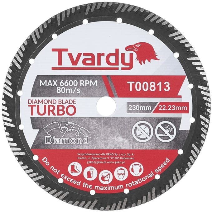 Tvardy Diamantschijf - Turbo profiel - 230 mm - Voor bouwmaterialen