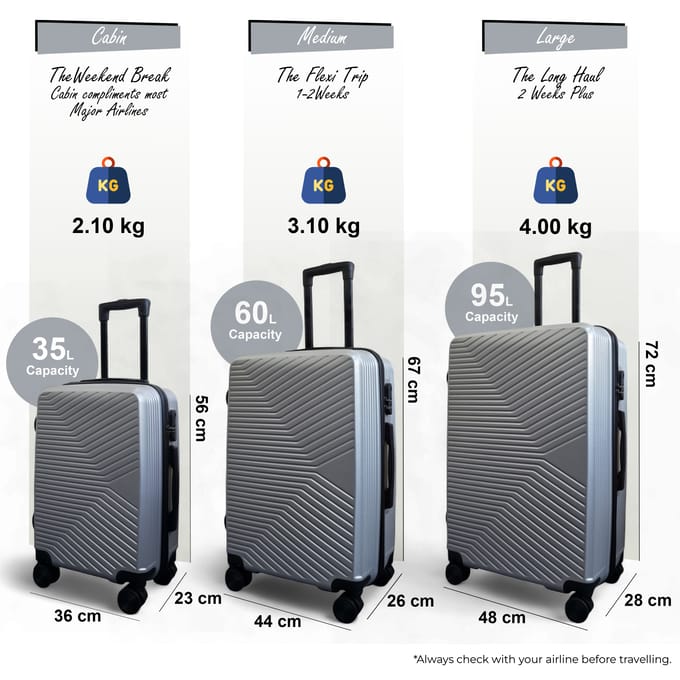 Harde zilveren koffer, robuuste 8-wiel bagage, handbagagetas