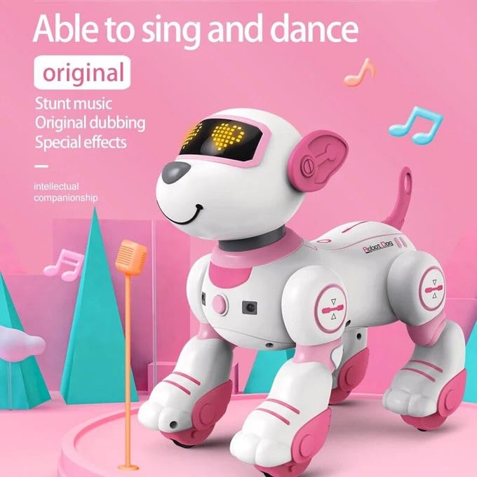 Animaux électroniques intelligents RC Robot chien voix télécommande jouets drôle chant danse Robot chiot Programmable éducation cadeau rose