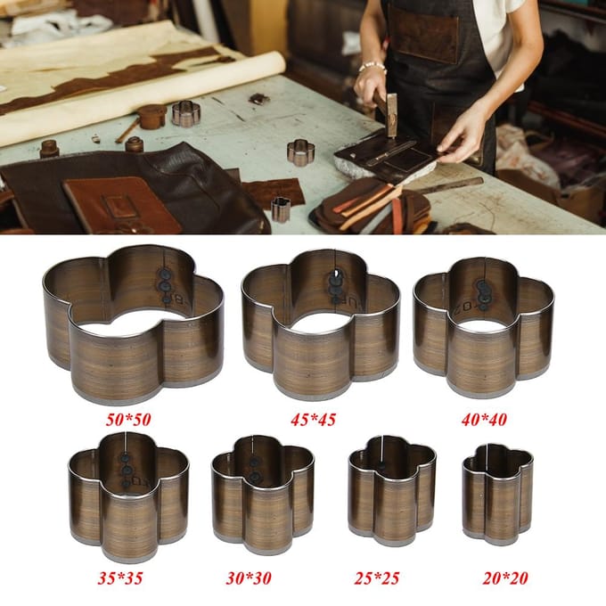 7PCS Lederen Stansmes Hoog Koolstofstaal Lederen Snijmal DIY Handgemaakte Ponsmal black